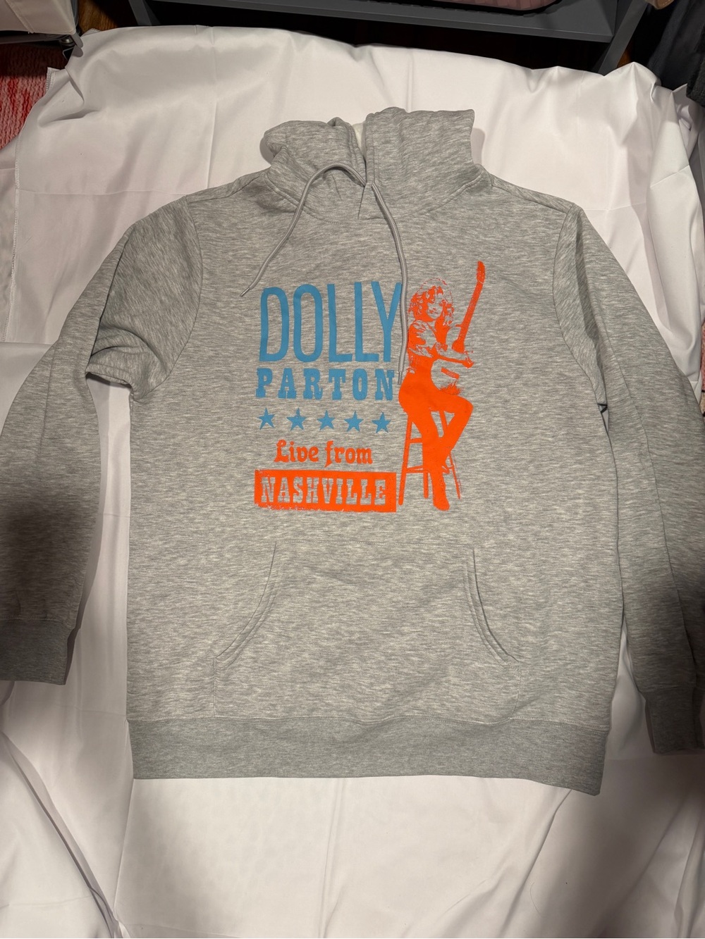 Gray Hoodie with Dolly Parton graphic NWOT men’s XL
